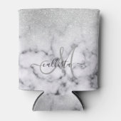 Glamoureus Silver White Glitter Marmer Gradient Blikjeskoeler (Voorkant)