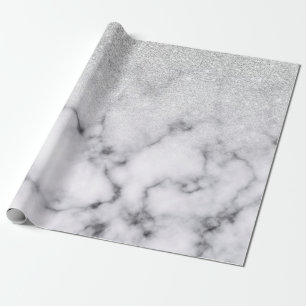 Glamoureus Silver White Glitter Marmer Gradient Cadeaupapier