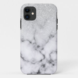 Glamoureus Silver White Glitter Marmer Gradient Case-Mate iPhone Case