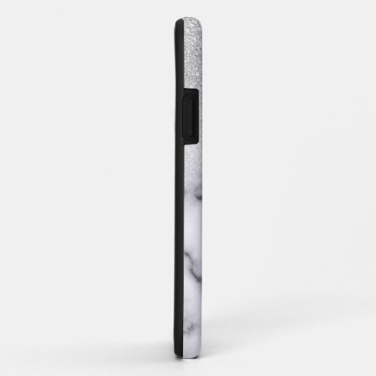 Glamoureus Silver White Glitter Marmer Gradient Case-Mate iPhone Case (Achterkant/rechts)
