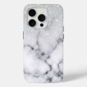 Glamoureus Silver White Glitter Marmer Gradient Case-Mate iPhone Case (Achterkant)