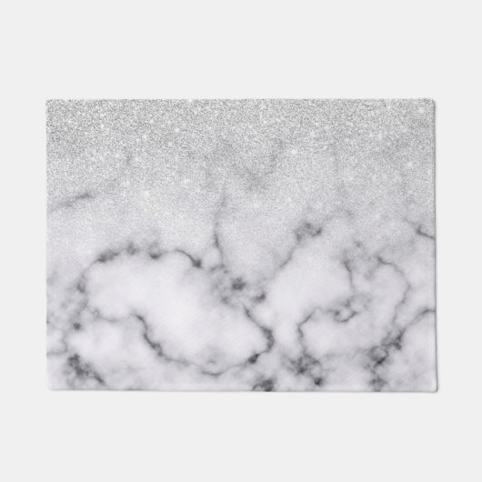 Glamoureus Silver White Glitter Marmer Gradient Deurmat (Voorkant)