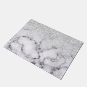 Glamoureus Silver White Glitter Marmer Gradient Deurmat