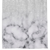 Glamoureus Silver White Glitter Marmer Gradient Douchegordijn (Voorkant)