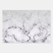 Glamoureus Silver White Glitter Marmer Gradient Inpakpapier Vel (Voorkant 3)