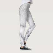 Glamoureus Silver White Glitter Marmer Gradient Leggings (Rechts)