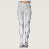 Glamoureus Silver White Glitter Marmer Gradient Leggings (Voorkant)