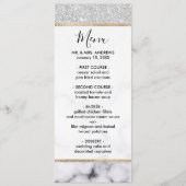 Glamoureus Silver White Glitter Marmer Gradient Menu (Voorkant)