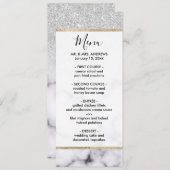 Glamoureus Silver White Glitter Marmer Gradient Menu (Voorkant / Achterkant)