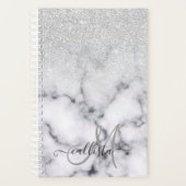 Glamoureus Silver White Glitter Marmer Gradient Planner (Voorkant)