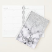 Glamoureus Silver White Glitter Marmer Gradient Planner (Display)
