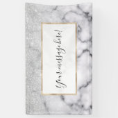 Glamoureus Silver White Glitter Marmer Gradient Spandoek (Verticaal)