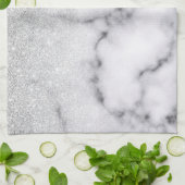 Glamoureus Silver White Glitter Marmer Gradient Theedoek (Gevouwen)