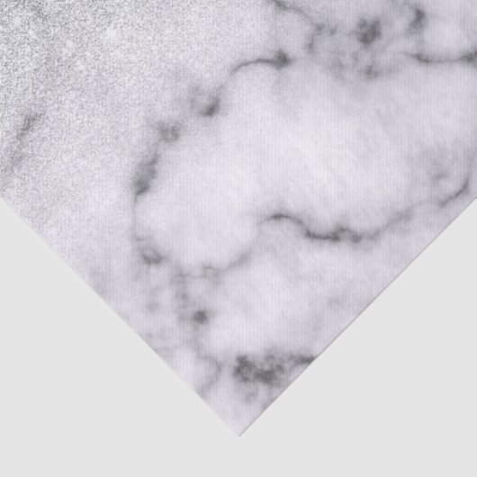 Glamoureus Silver White Glitter Marmer Gradient Tissuepapier (Detail)