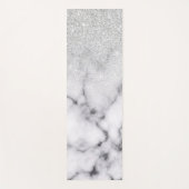 Glamoureus Silver White Glitter Marmer Gradient Yogamat (Voorkant)