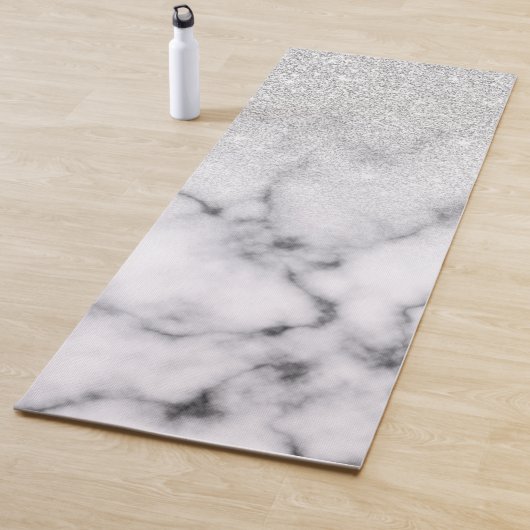 Glamoureus Silver White Glitter Marmer Gradient Yogamat (In situ)