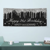 Glamoureus Sivler Driving Glitter Birthday Spandoek (Beurs)