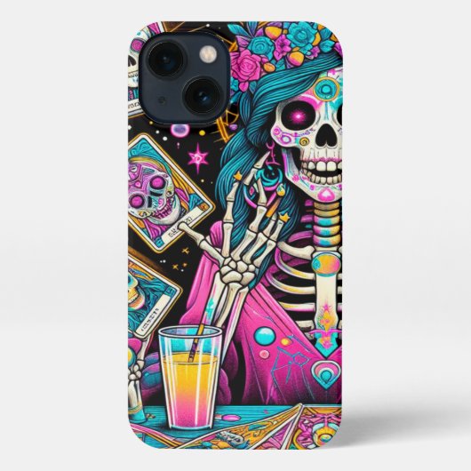 Glamoureus skelet, tarot kaarten iPhone Case Hoesje (Achterkant)