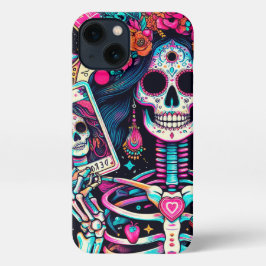 Glamoureus Skeleton Tarot Kaarten Telefoon Case iPhone 13 Hoesje