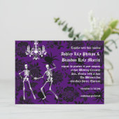 Glamoureus Skeletons Wedding (paars) Kaart (Staand voorkant)
