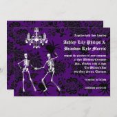 Glamoureus Skeletons Wedding (paars) Kaart (Voorkant / Achterkant)