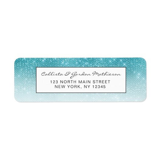 Glamoureus Sparkly Aqua Blue Glitter Sequin Ombre Etiket (Voorkant)