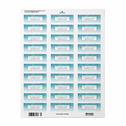 Glamoureus Sparkly Aqua Blue Glitter Sequin Ombre Etiket (Full Sheet)