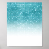 Glamoureus Sparkly Aqua Blue Glitter Sequin Ombre Poster (Voorkant)