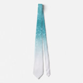 Glamoureus Sparkly Aqua Blue Glitter Sequin Ombre Stropdas (Voorkant)