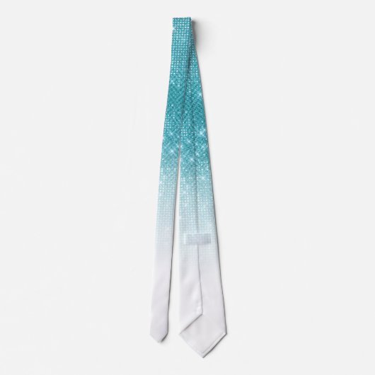 Glamoureus Sparkly Aqua Blue Glitter Sequin Ombre Stropdas (Achterkant)