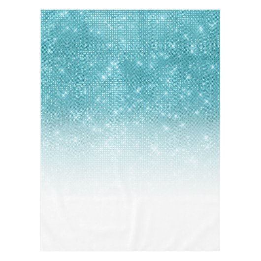 Glamoureus Sparkly Aqua Blue Glitter Sequin Ombre Tafelkleed (Voorkant)