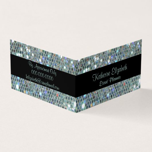 Glamoureus Sparkly Glitzy Silver Bling Visitekaartje (Buitenkant)
