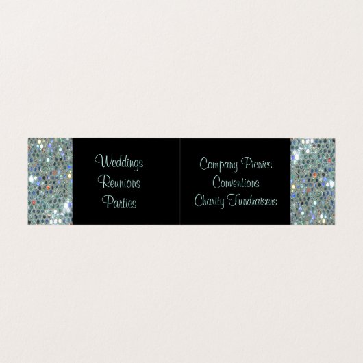 Glamoureus Sparkly Glitzy Silver Bling Visitekaartje (Binnenkant ongevouwen)