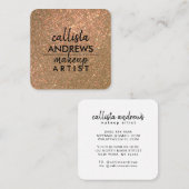 Glamoureus Sparkly Gold Glitter Makeup Artist Vierkante Visitekaartje (Voorkant / Achterkant)