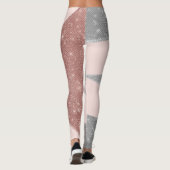 Glamoureus Sparkly Silver Roos Gold Glitter Geo Leggings (Achterkant)