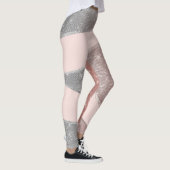 Glamoureus Sparkly Silver Roos Gold Glitter Geo Leggings (Rechts)