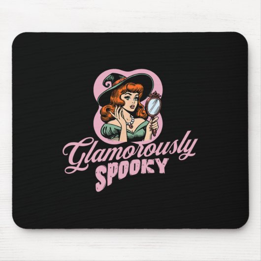 Glamoureus Spooky Witch Retro Halloween C Muismat (Voorkant)