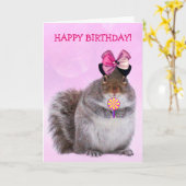Glamoureus Squirrel Birthay Kaart (Gele Bloem)