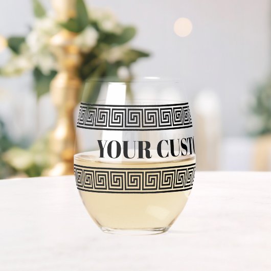 Glamoureus stengless wijnglas met Griekse sleutelp Wijnglas Zonder Voet (Insitu (Huwelijk))