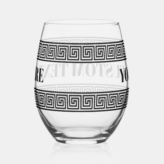 Glamoureus stengless wijnglas met Griekse sleutelp Wijnglas Zonder Voet (Rechts)