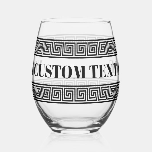 Glamoureus stengless wijnglas met Griekse sleutelp Wijnglas Zonder Voet (Links)