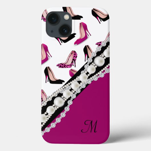 Glamoureus Stiletto High Heels en Faux Pareltjes Case-Mate iPhone Case (Achterkant)