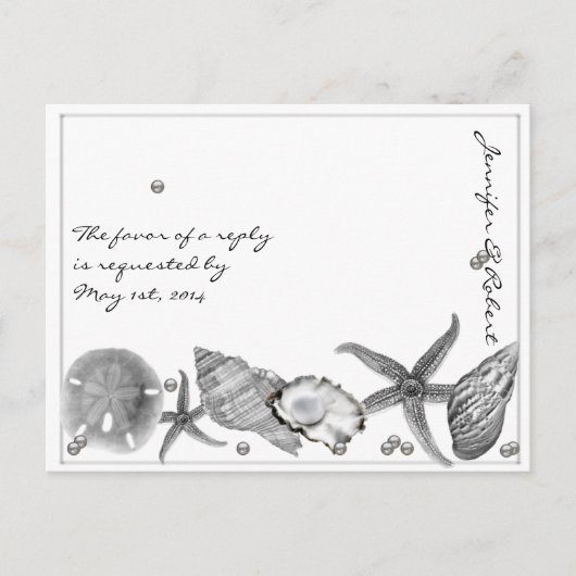 Glamoureus strand in Silver RSVP Briefkaart (Voorkant)