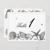 Glamoureus strand in zilveren bruiloft tafel numme briefkaart (Voorkant / Achterkant)