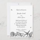 Glamoureus strand in zilveren bruiloft uitnodiging (Voorkant)