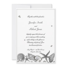 Glamoureus strand in zilveren bruiloft uitnodiging