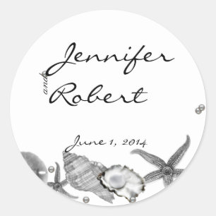 Glamoureus strand in zilveren envelopzegel ronde sticker