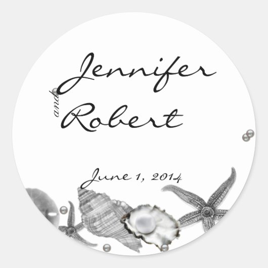 Glamoureus strand in zilveren envelopzegel ronde sticker (Voorkant)