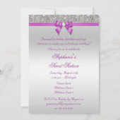 Glamoureus Sweet 16 Faux Silver Sequins Paarse Bow Kaart (Achterkant)