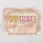 Glamoureus Ticket voor goud en roze diamanten Kaart (Voorkant / Achterkant)